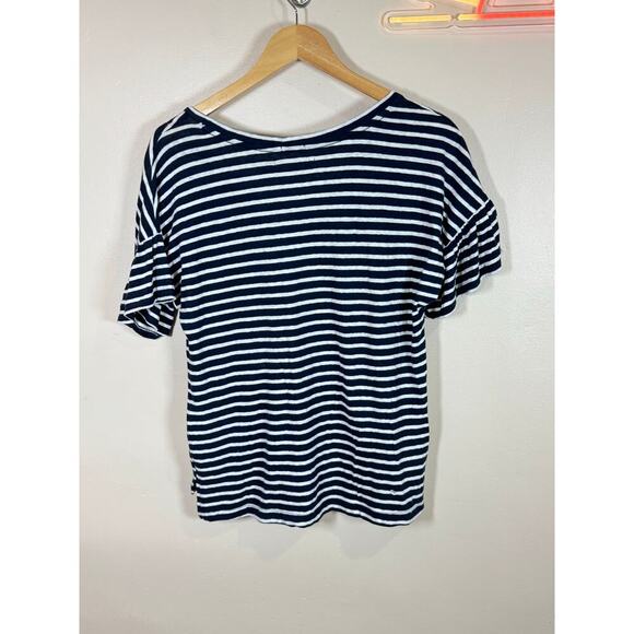 NWT Abercrombie & Fitch Womens Top Short Sleeve 100% Cotton Blue White Striped - Picture 3 of 6